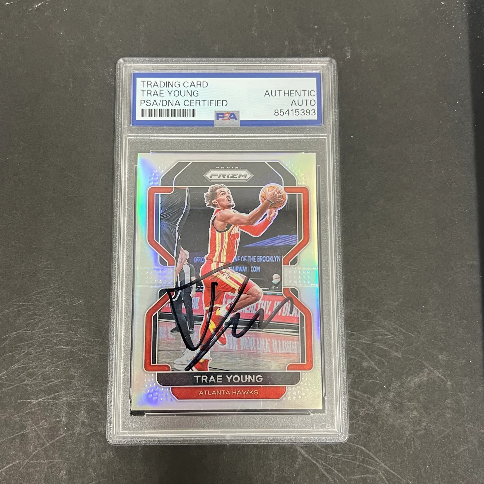 Trae Young 2021-22 Panini Prizm Basketball#26 Signed Card PSA Autographed