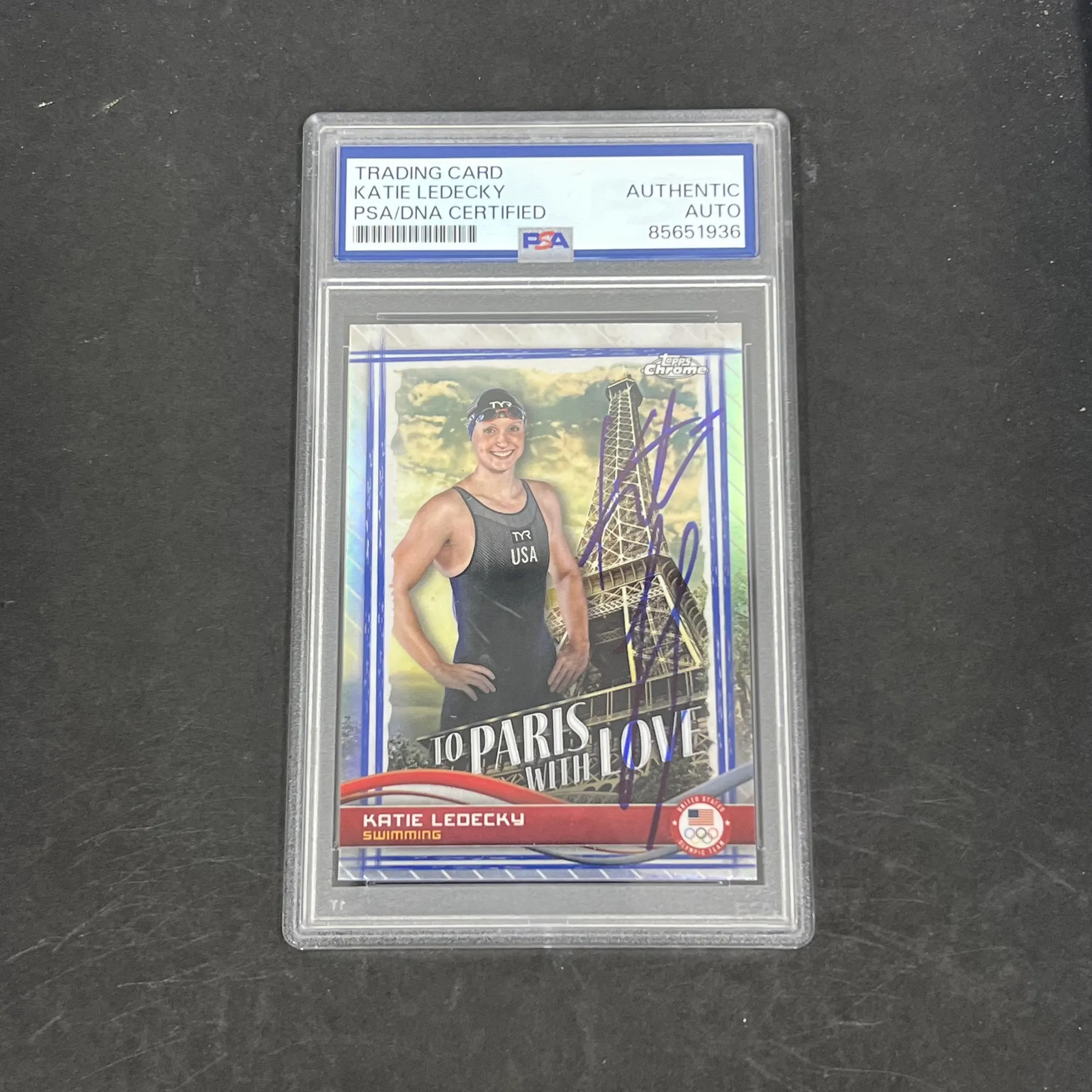 Katie ledecky 2024 topps Chrome#PL-1 Signed Card PSA Autographed