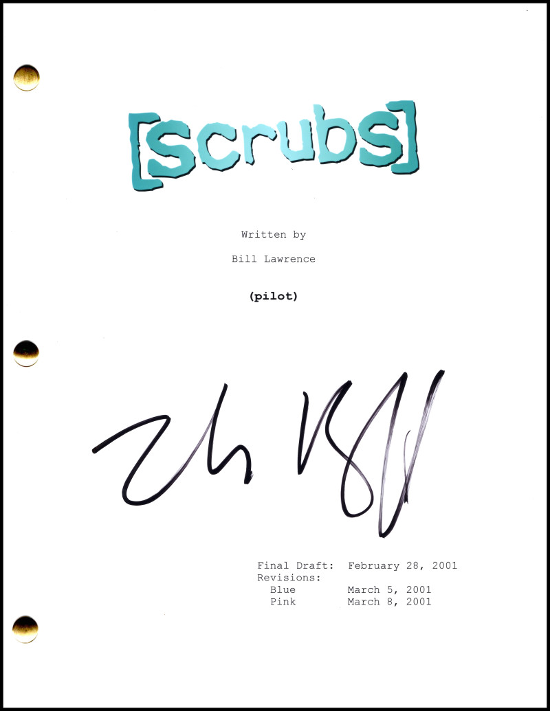 Zach Braff Signed Autograph Scrubs Full Pilot Script Screenplay - JD John Dorian