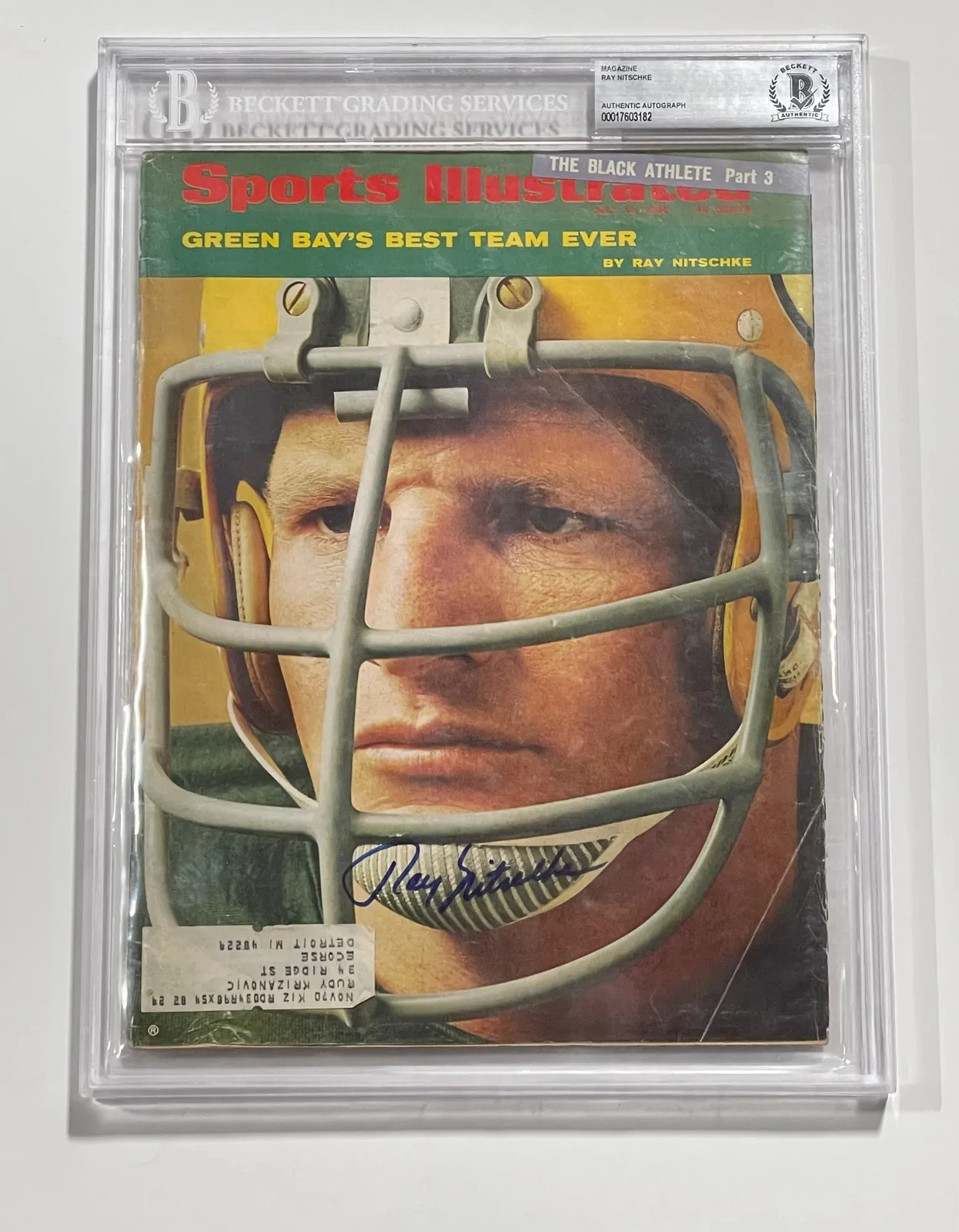 Ray Nitschke 1968 Sports Illustrated Signed Magazine BAS Encapsulated