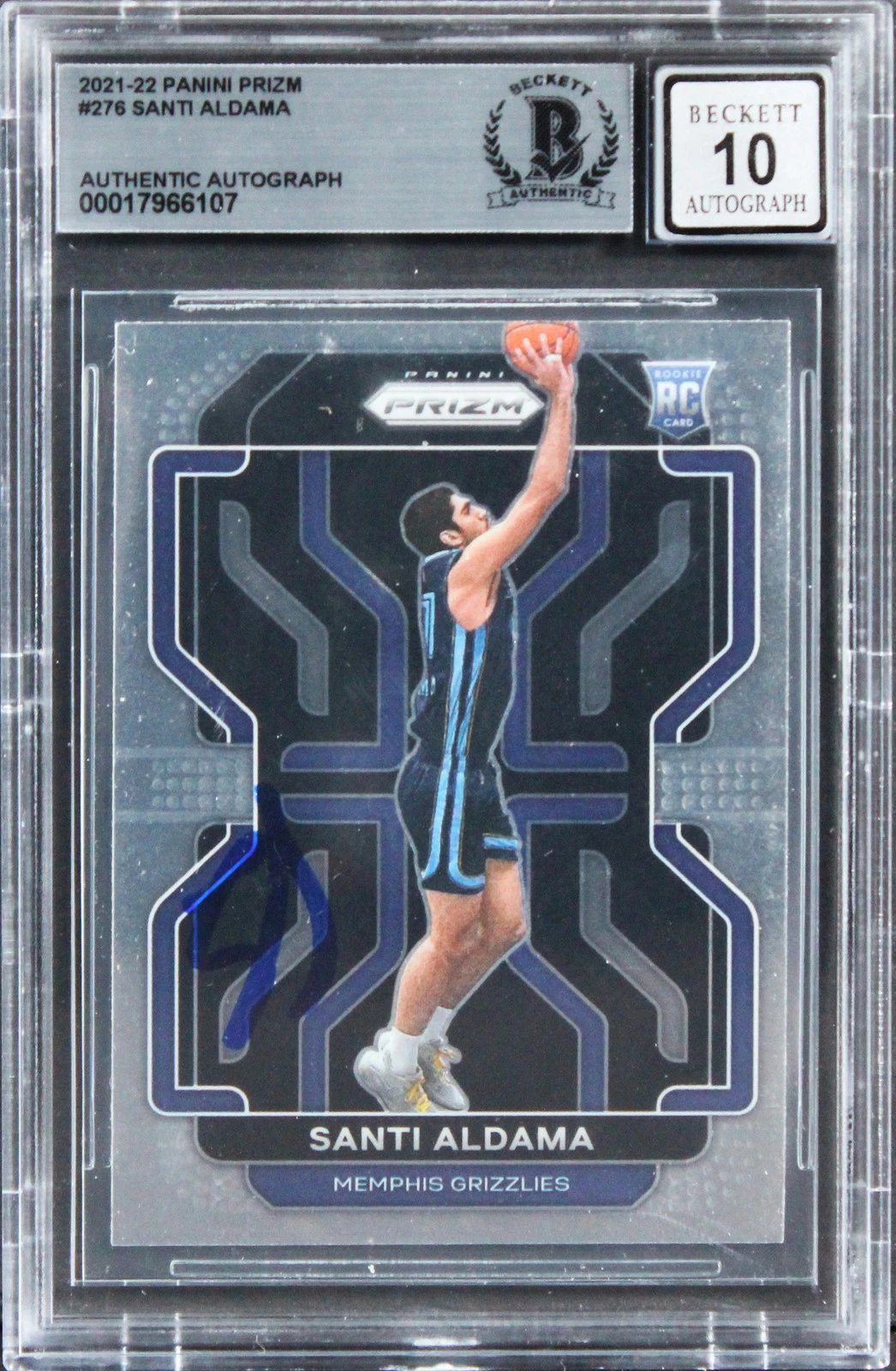 Grizzlies Santi Aldama Signed 2021 Panini #276 Rookie Card Auto 10! BAS Slabbed