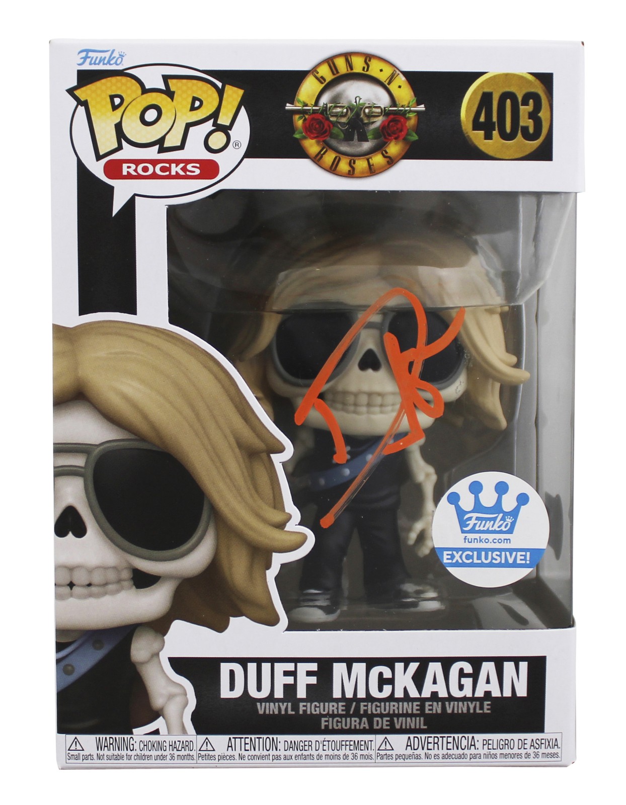 Duff McKagan Guns N' Roses Signed #403 Funko Pop Vinyl Figure w/ Orange Sig BAS