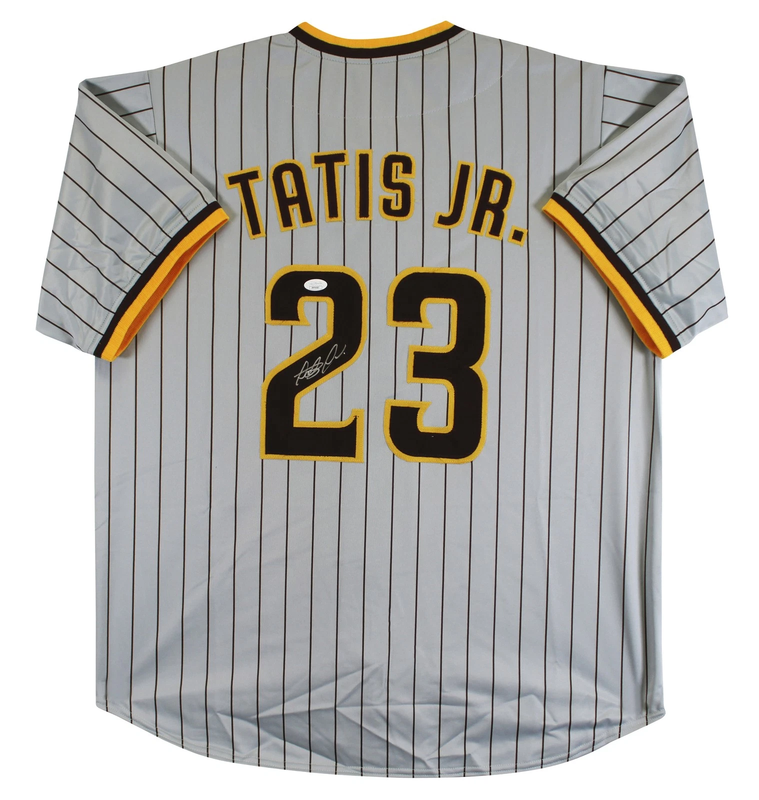 Fernando Tatis Jr. Authentic Signed Grey Pinstripe Pro Style Jersey JSA