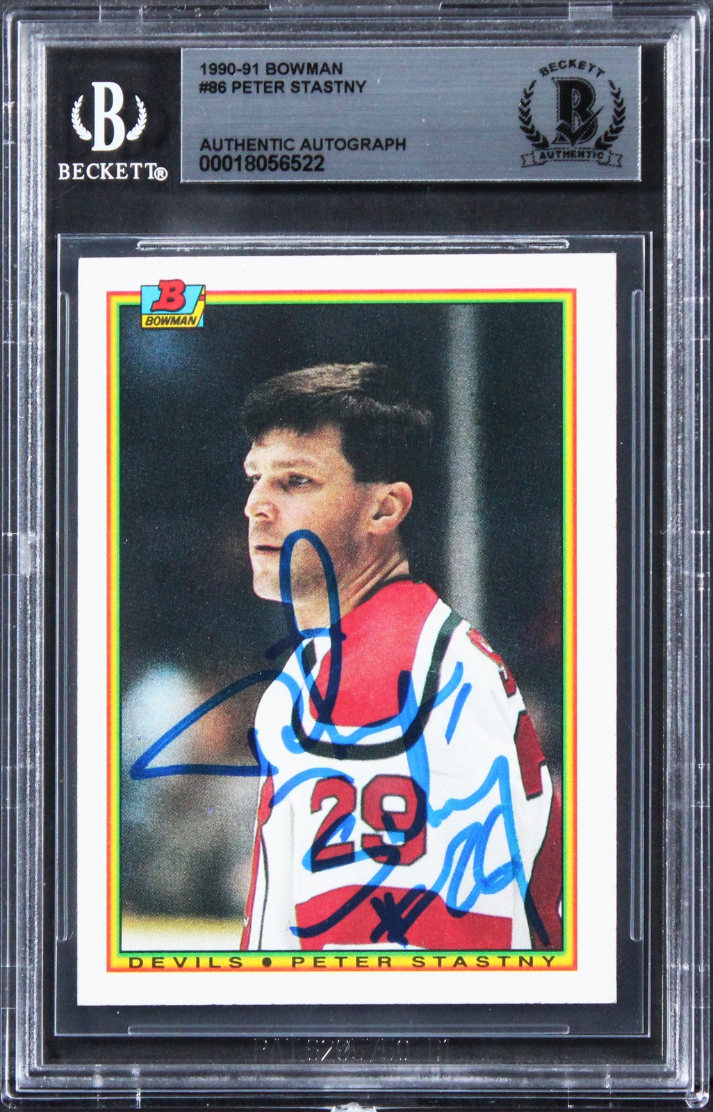 Devils Peter Stastny Authentic Signed 1990 Bowman #86 Card BAS Slabbed