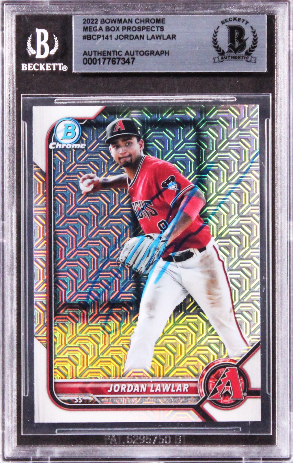 DBacks Jordan Lawlar Signed 2022 Bowman Chrome Mega #BCP141 Rookie Card BAS Slab