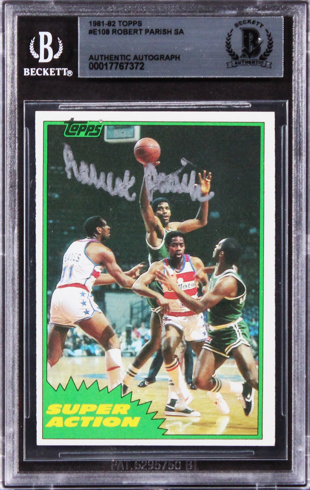Celtics Robert Parish Authentic Signed 1981 Topps #E108 Card BAS Slabbed