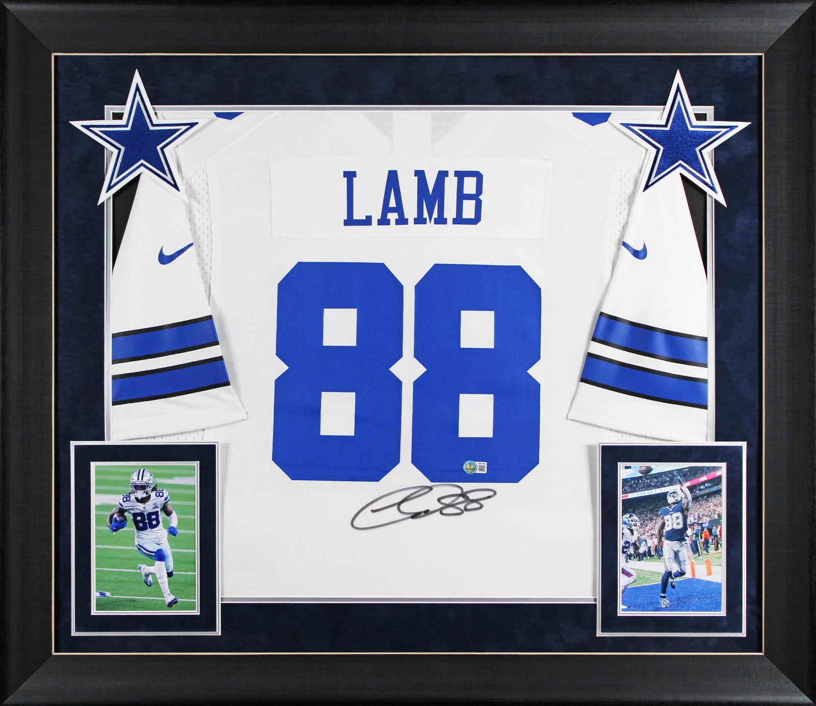 Cowboys CeeDee Lamb Authentic Signed White Nike Game Framed Jersey BAS #BW73403