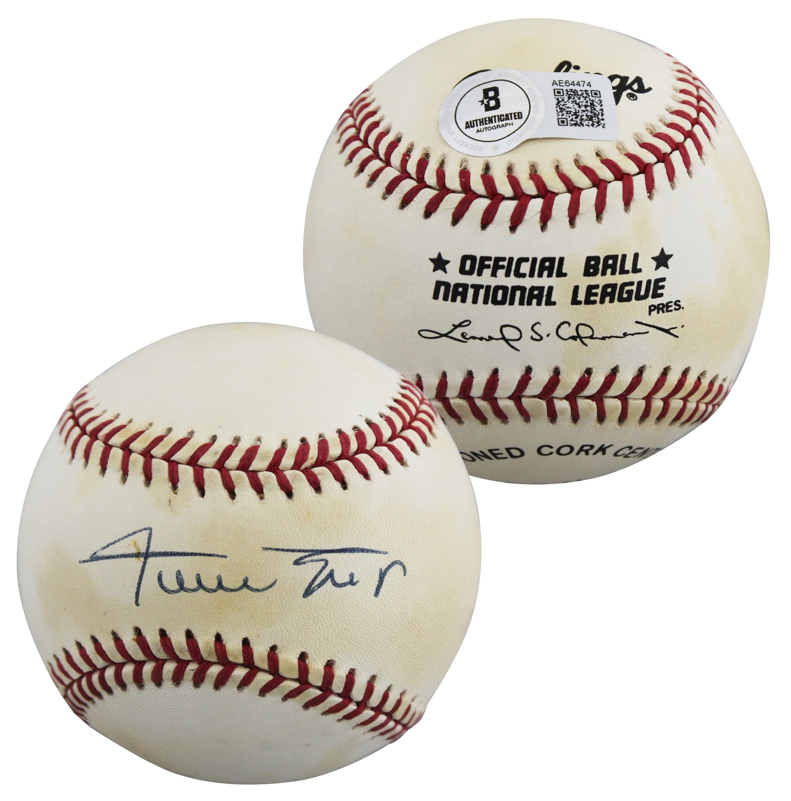 Giants Willie Mays Authentic Signed Leonard Coleman ONL Baseball BAS #AE64474