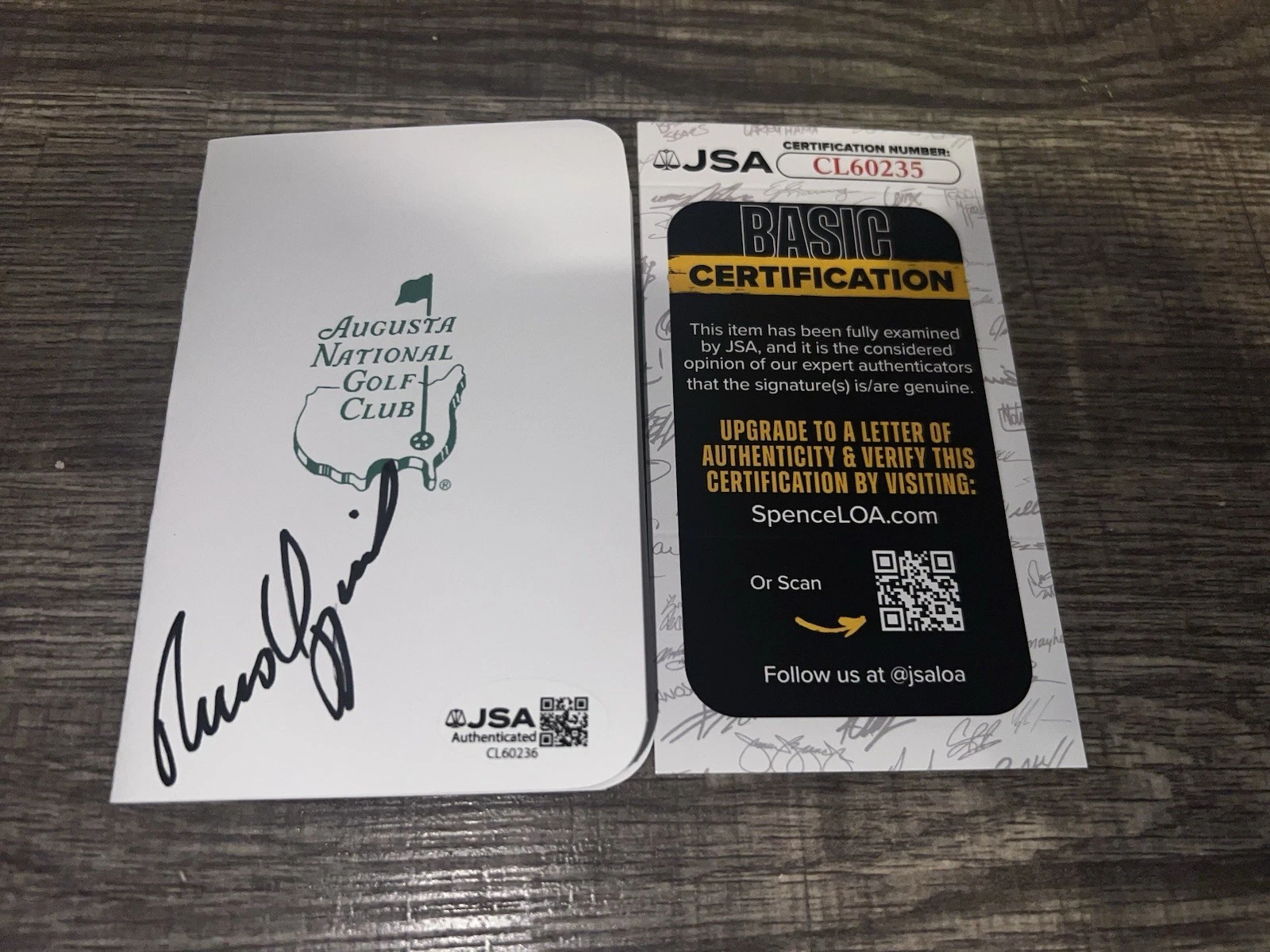 Rasmus Hojgaard Signed Masters Scorecard PGA Champion JSA Auth