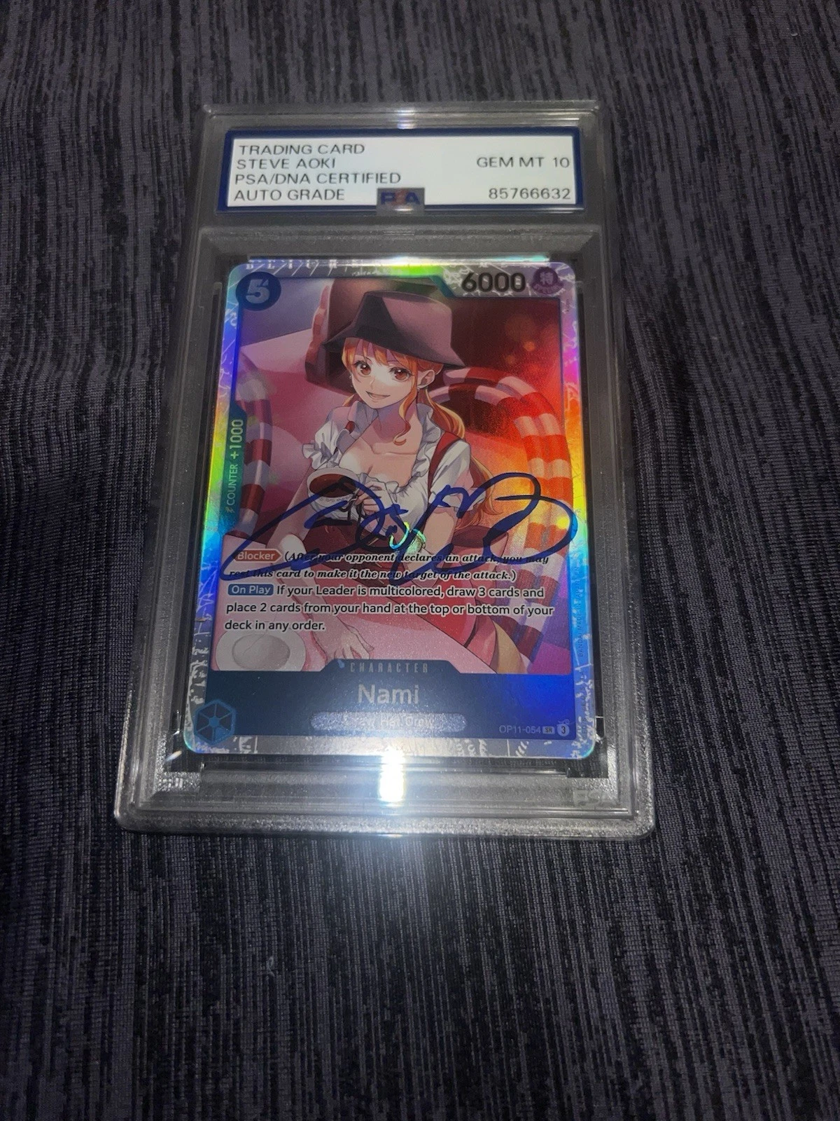 Steve Aoki Signed Official One Piece Trading Card Nami PSA/DNA Auto 10