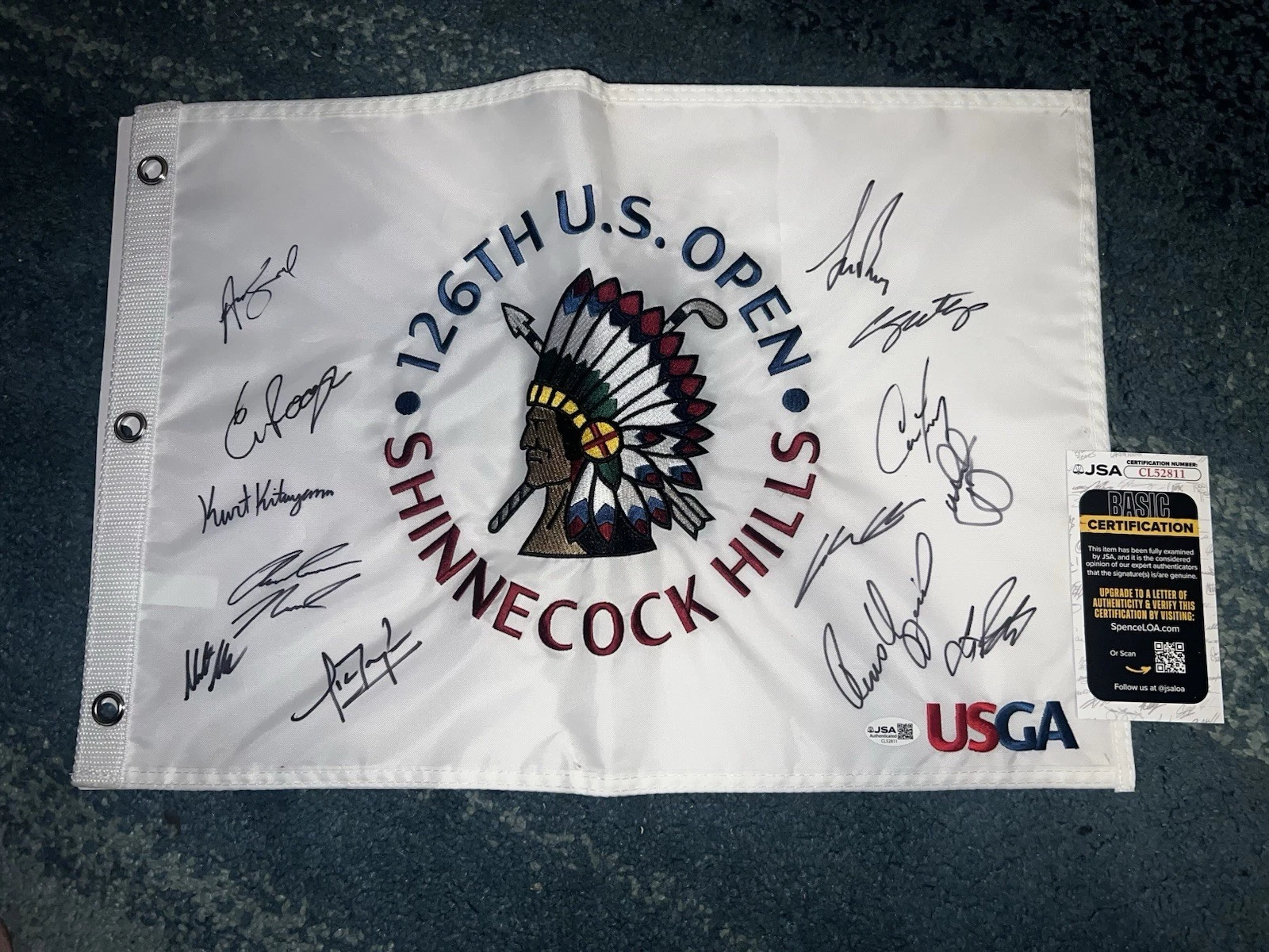 Field Signed Official 2026 US Open Flag Shinnecock Hills Gotterup, Young JSA