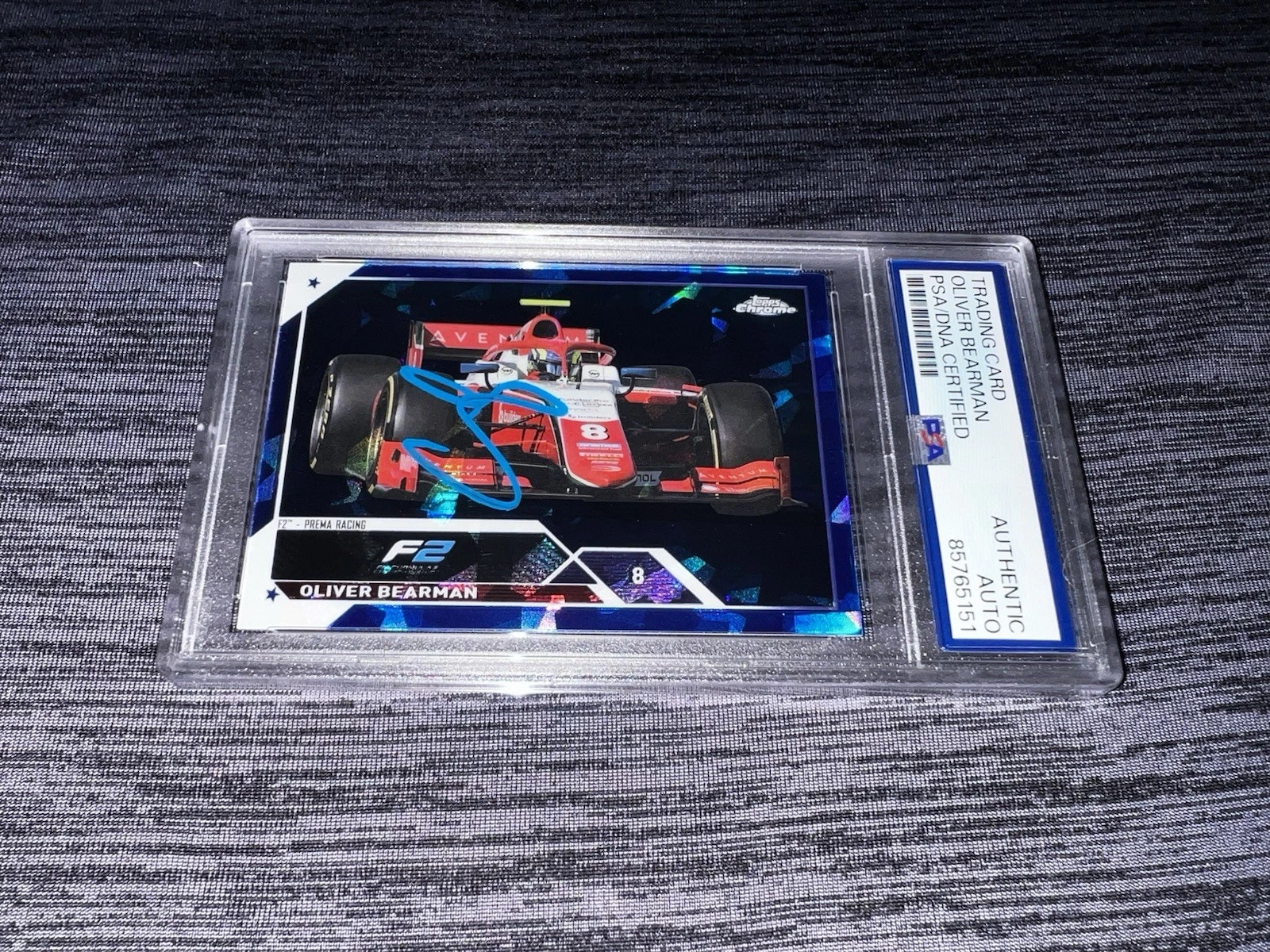 Ollie Bearman Signed 2023 Topps Chrome F2 Card #123 Sapphire Rookie PSA/DNA