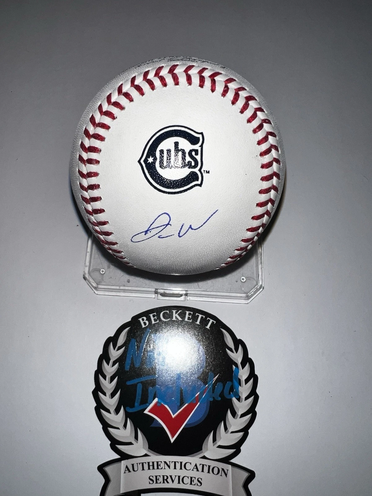 Jaxon Wiggins Signed Official Chicago Cubs City Connect Baseball Legend Beckett