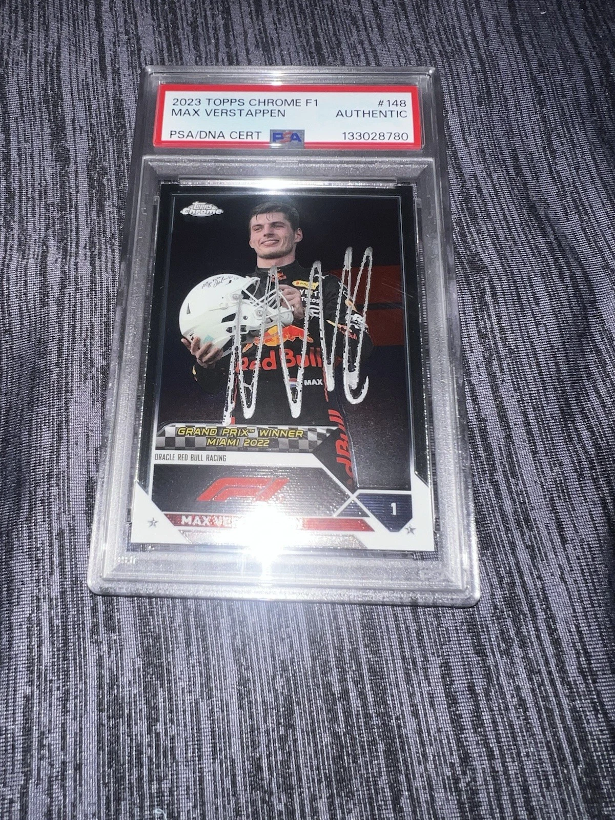 Max Verstappen Signed 2023 Topps Chrome F1 Card #48 Miami GP PSA/DNA & JSA