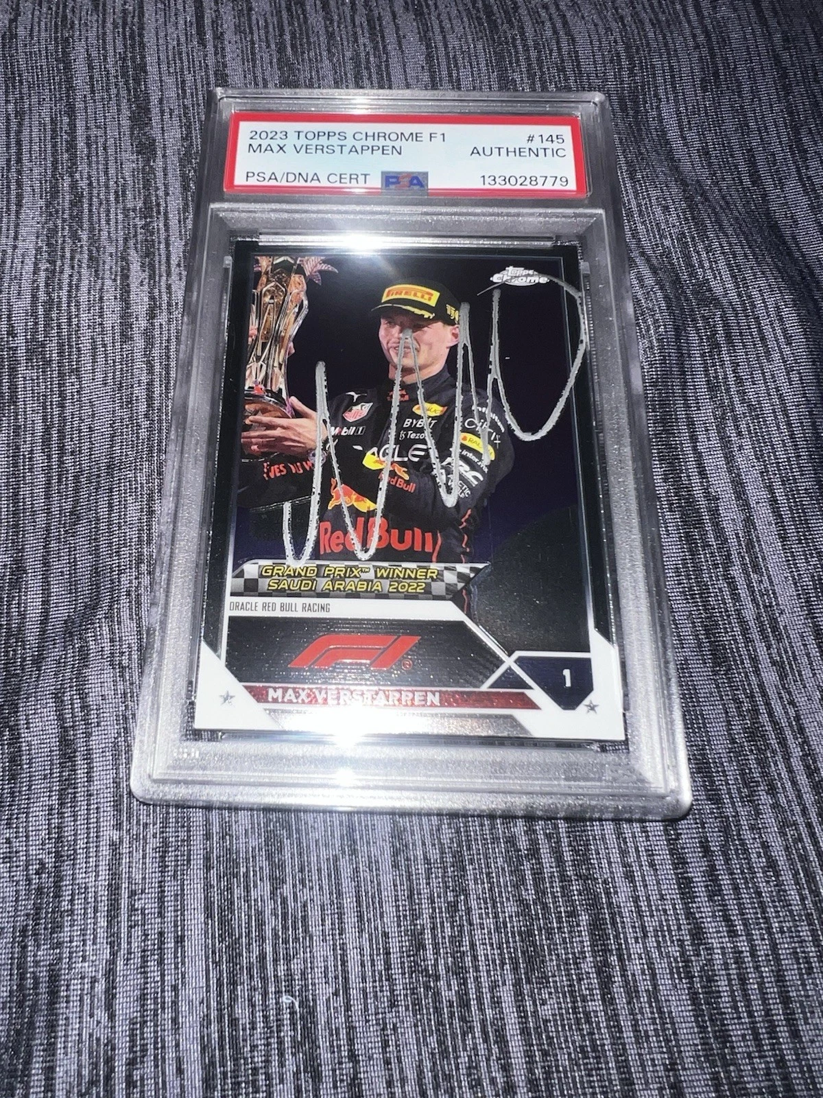 Max Verstappen Signed 2023 Topps Chrome F1 Card #145 Saudi GP PSA/DNA & JSA