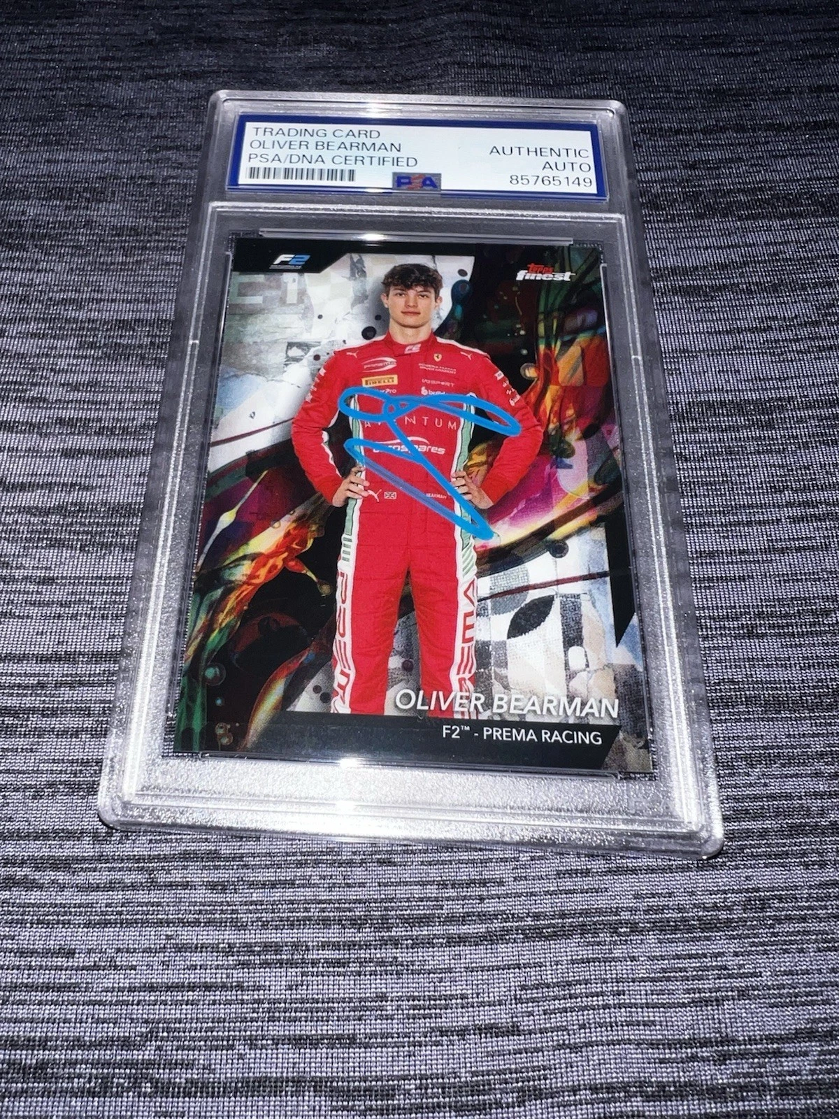 Ollie Bearman Signed 2024 Topps Finest F2 Card #21 Rookie Star PSA/DNA