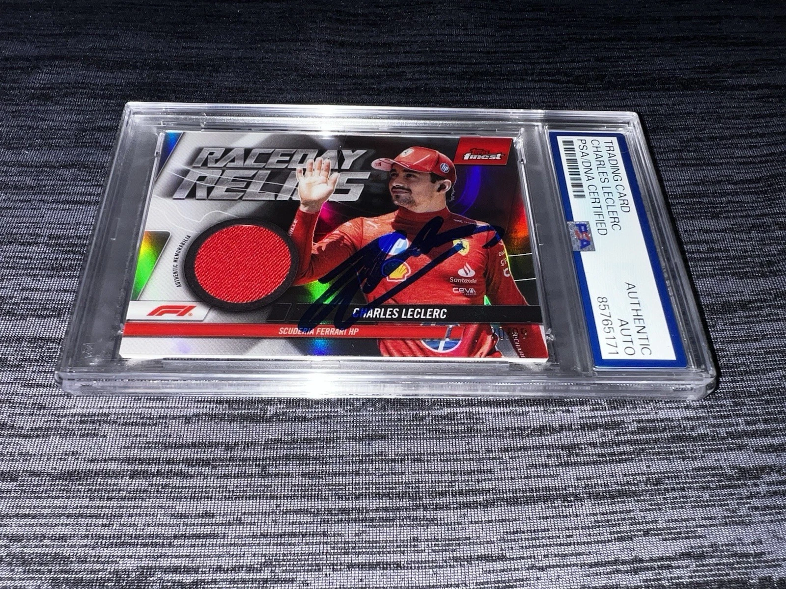 Charles Leclerc Signed 2024 Topps Finest F1 Card Race Relics Ferrari PSA/DNA