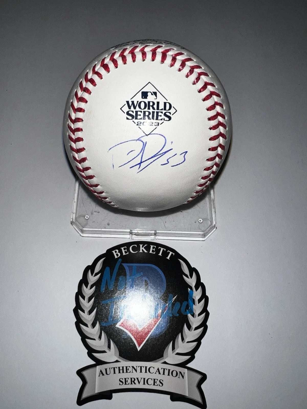 Dane Dunning Signed Official 2023 World Series Baseball Texas Rangers Beckett