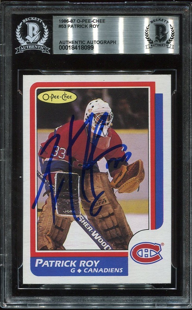 HOF PATRICK ROY signed autographed 1986 OPC ROOKIE CARD RC BECKETT (BAS)
