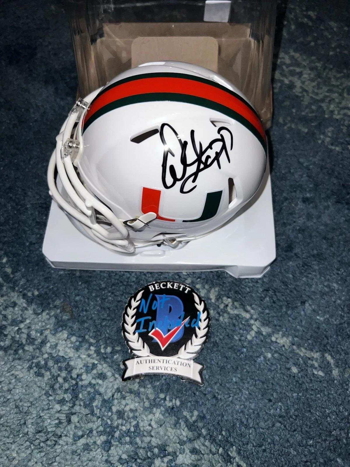 Warren Sapp Signed Official University Of Miami Mini Helmet Bills HOF Beckett