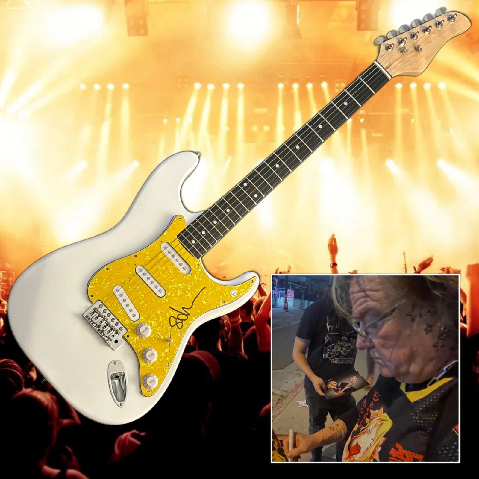GFA Joe Satriani's Bassist  * STU HAMM *  Signed Electric Guitar PROOF COA