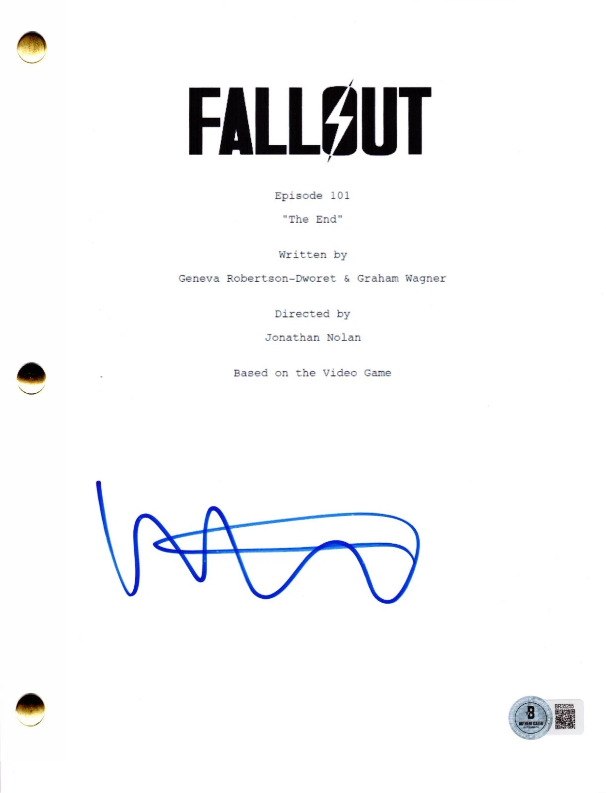 Walton Goggins Signed Fallout Pilot Script Authentic Autograph Beckett