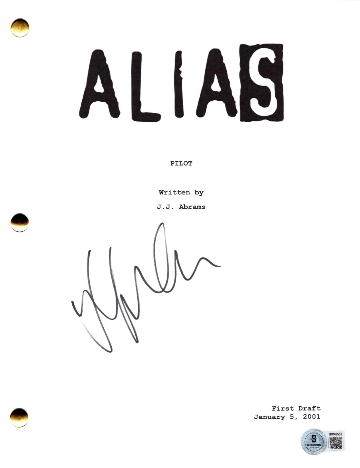 Jennifer Garner Signed Alias Pilot Script Authentic Autograph Beckett