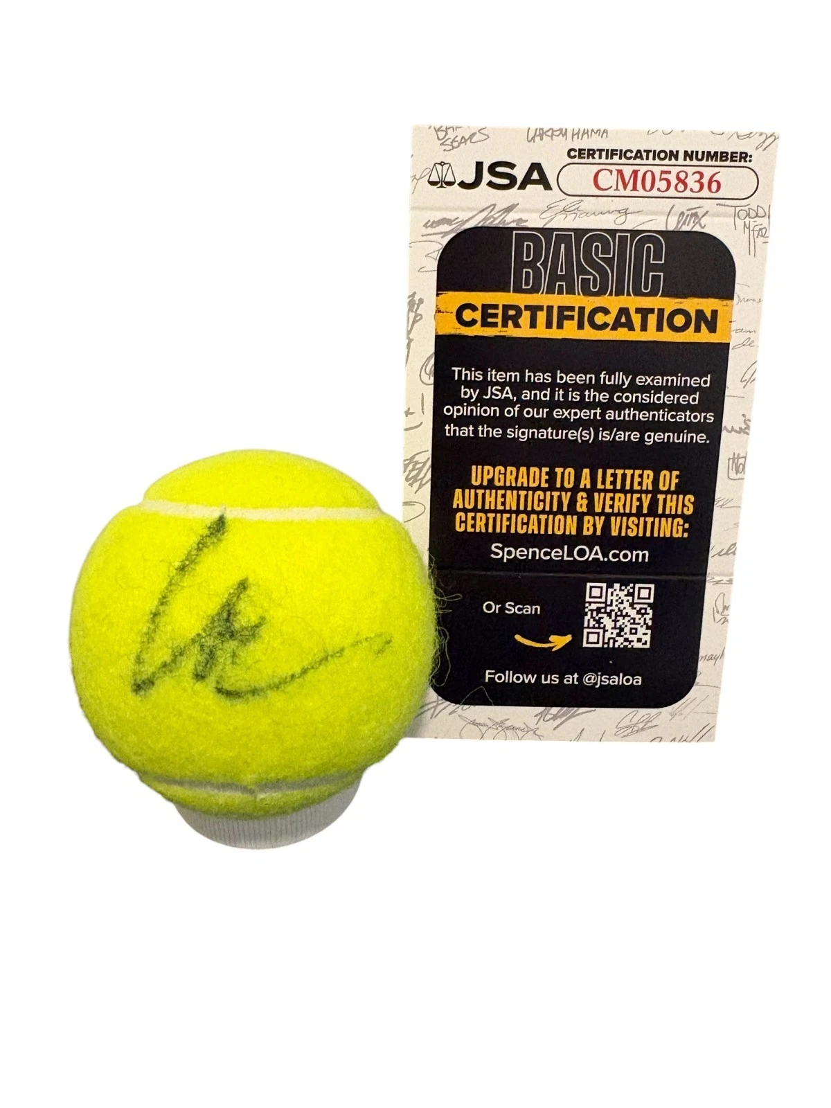 Lorenzo Musetti Signed Autograph Tennis Ball Authentic JSA COA