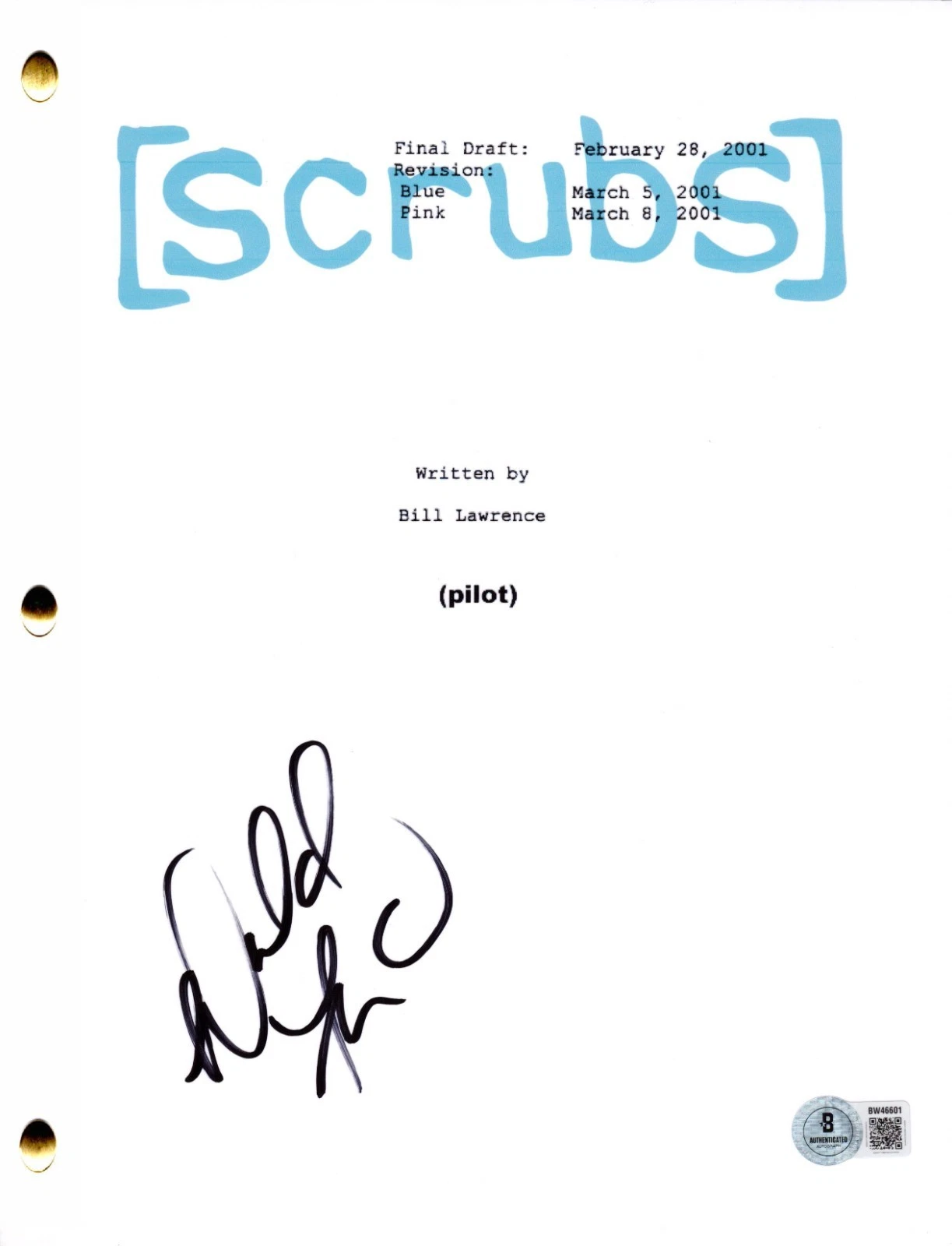 Donald Faison Signed Scrubs Pilot Script Authentic Autograph Beckett
