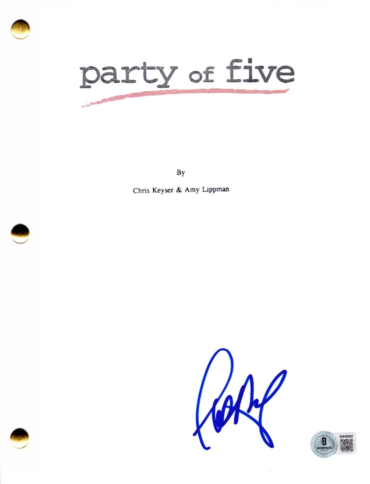 Scott Wolf Signed Party of Five Pilot Script Authentic Autograph Beckett