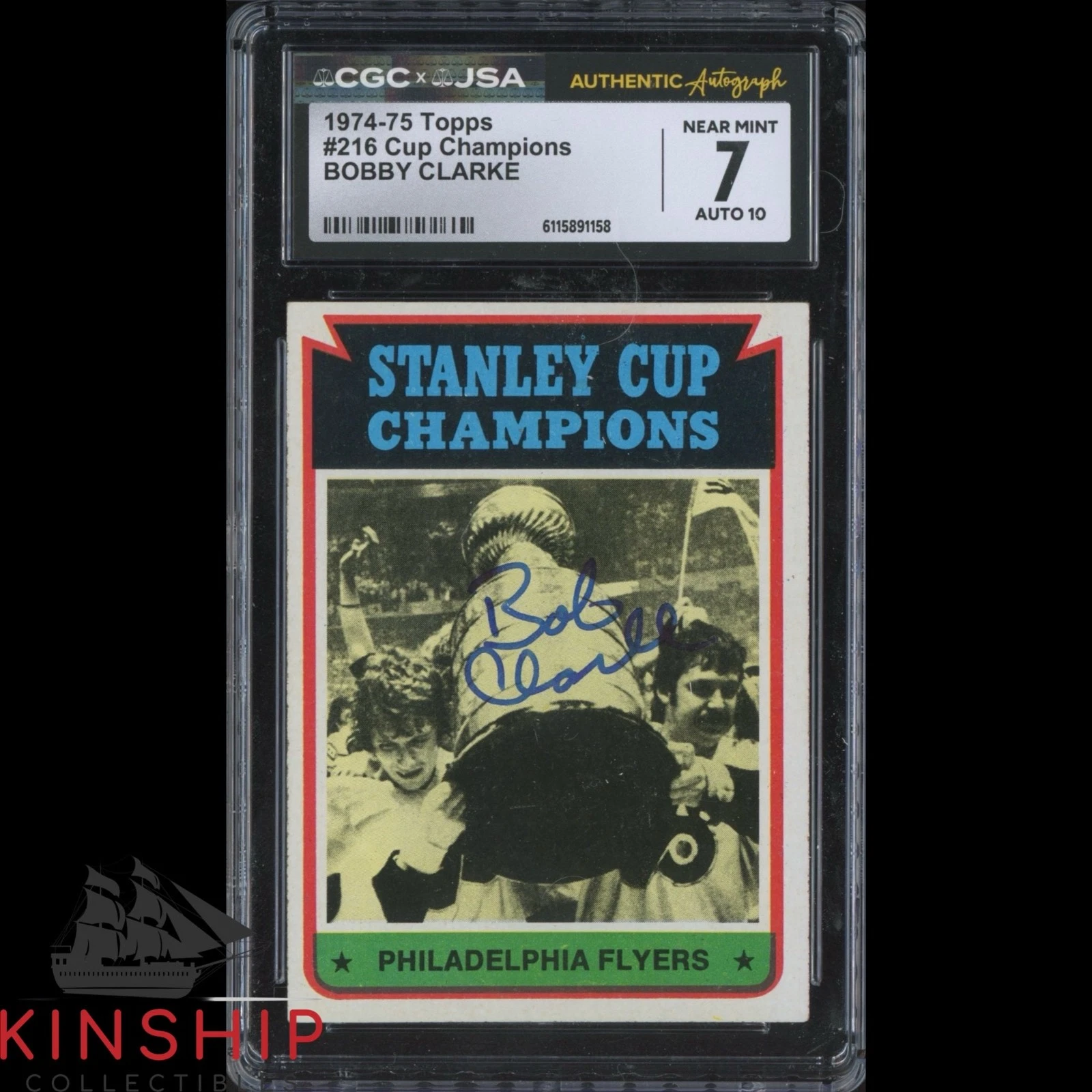 Bobby Clarke signed 1974-75 Topps Card JSA CGC Slab Flyers Hockey Auto C5942