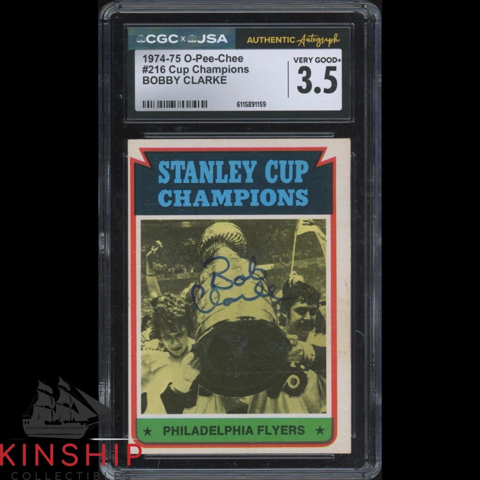 Bobby Clarke signed 1974-75 Topps Card JSA CGC Slab Flyers Hockey Auto C5944