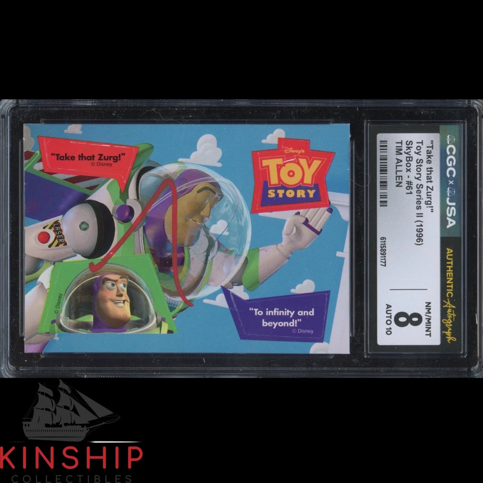 Tim Allen signed 1996 Skybox Toy Story Trading Card JSA CGC Slab Auto 10 C5926