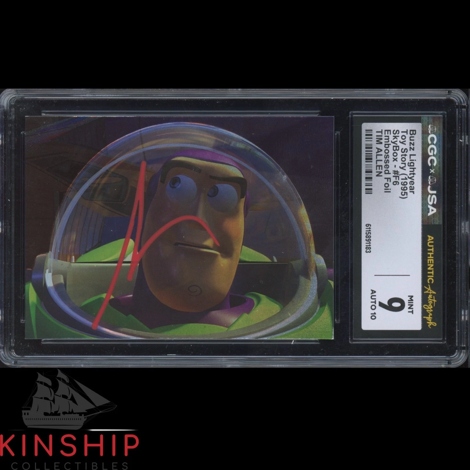 Tim Allen signed 1995 Skybox Foil Toy Story Trading Card JSA CGC Slab Auto C5923