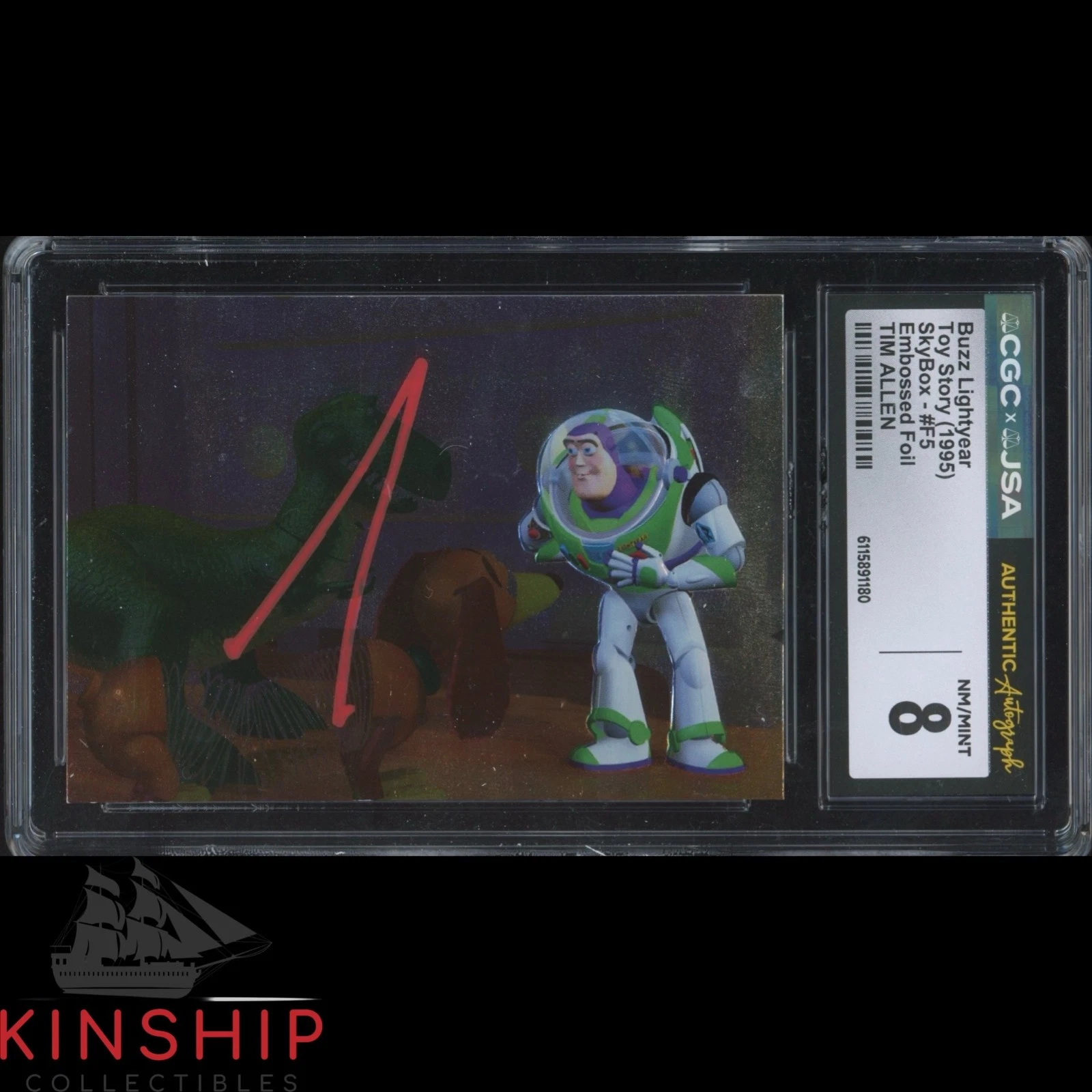 Tim Allen signed 1995 Skybox Foil Toy Story Trading Card JSA CGC Slab Auto C5925