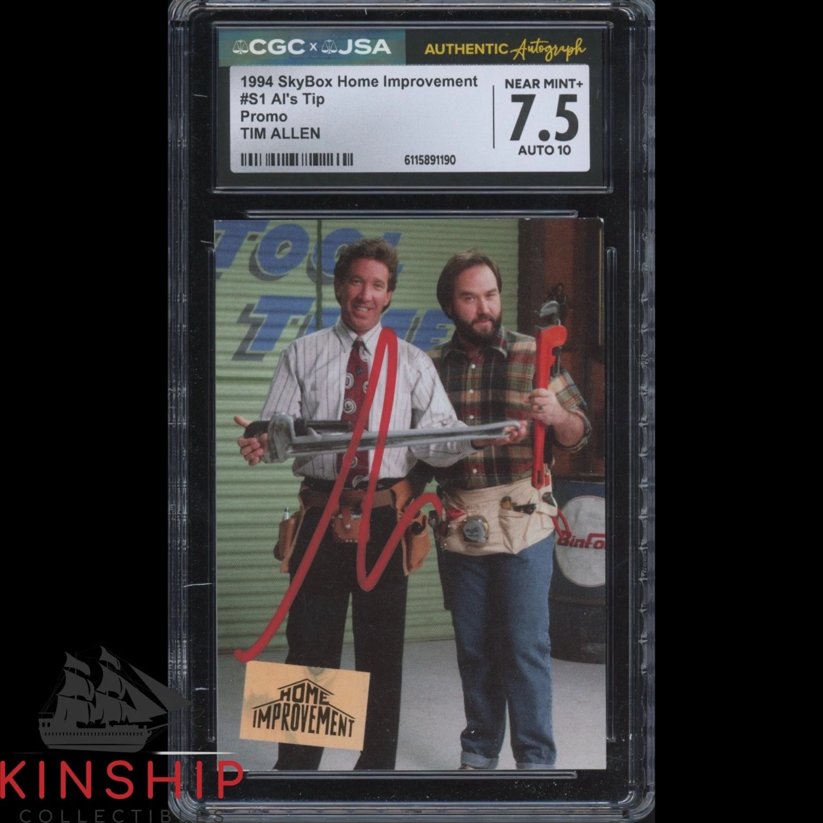 Tim Allen signed 1994 Skybox Home Improvement Card JSA CGC Slab Auto C5919