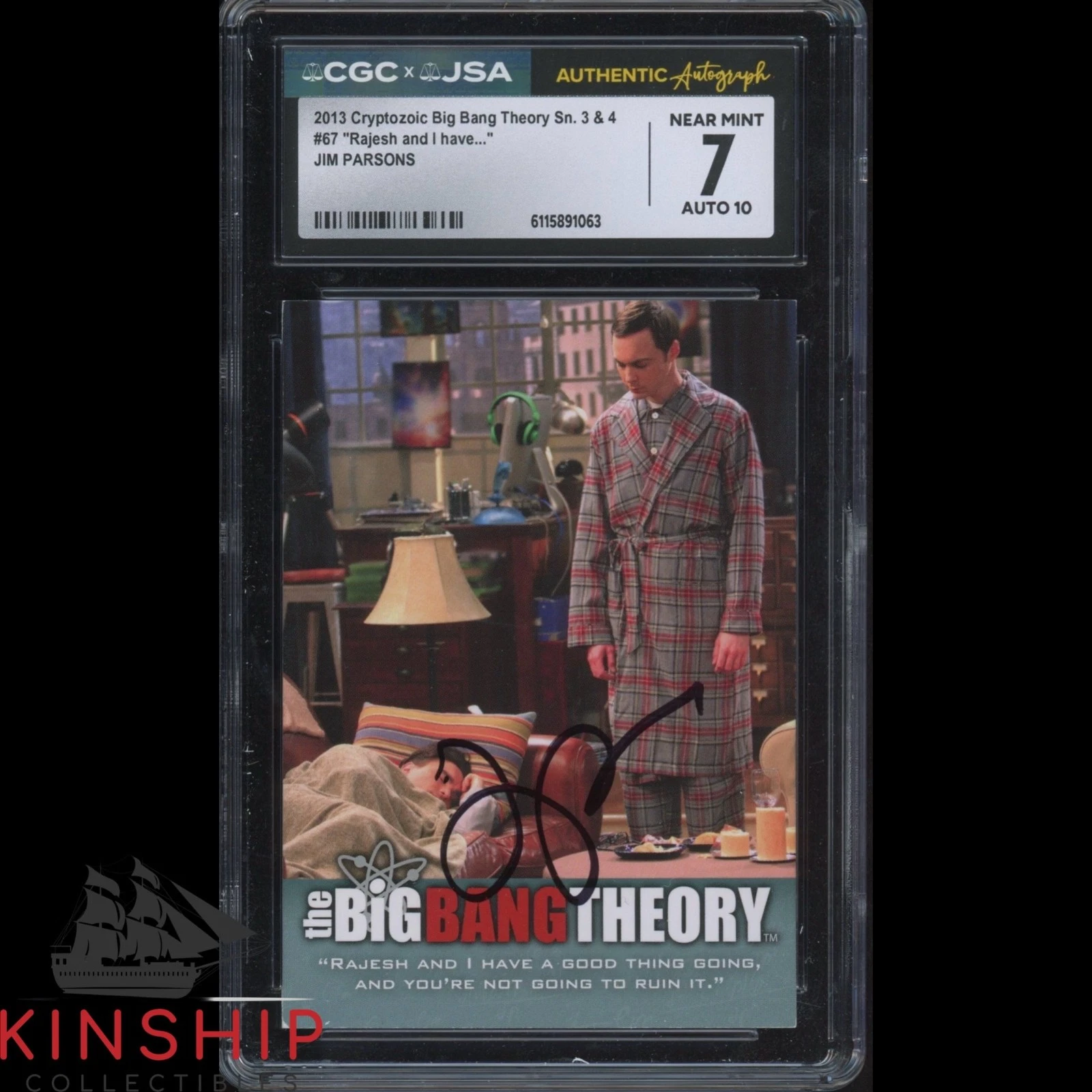 Jim Parsons signed 2013 Cryptozoic Card JSA CGC Slab Big Bang Theory Auto C5934