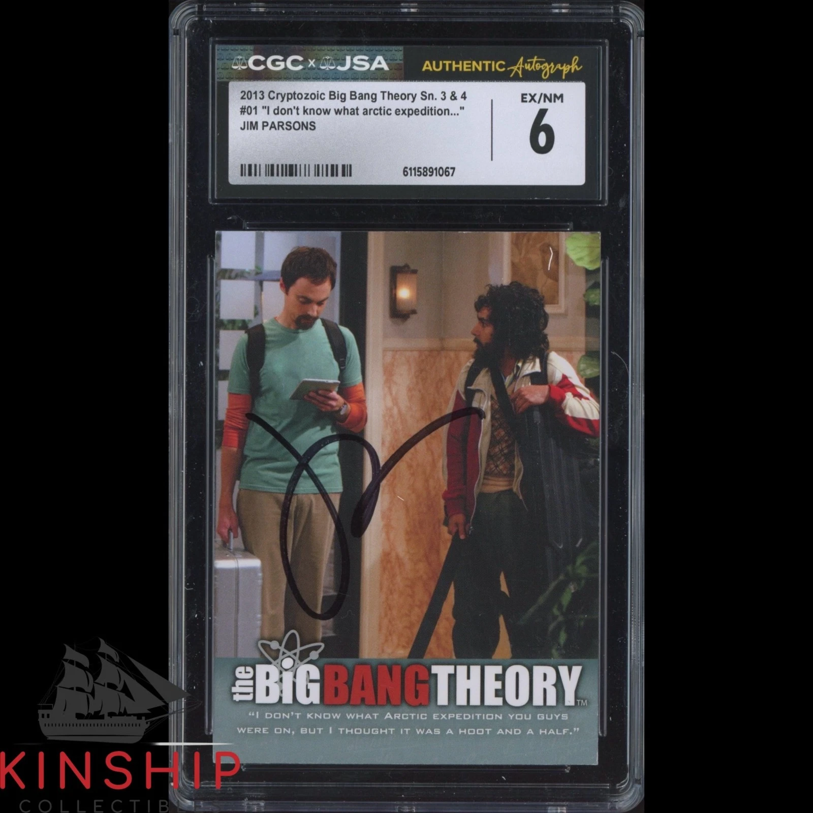 Jim Parsons signed 2013 Cryptozoic Card JSA CGC Slab Big Bang Theory Auto C5935
