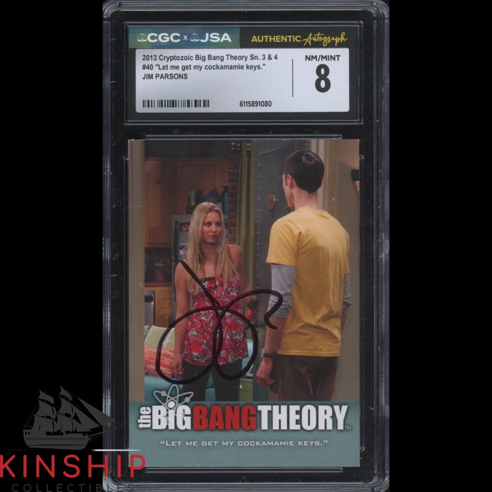 Jim Parsons signed 2013 Cryptozoic Card JSA CGC Slab Big Bang Theory Auto C5931