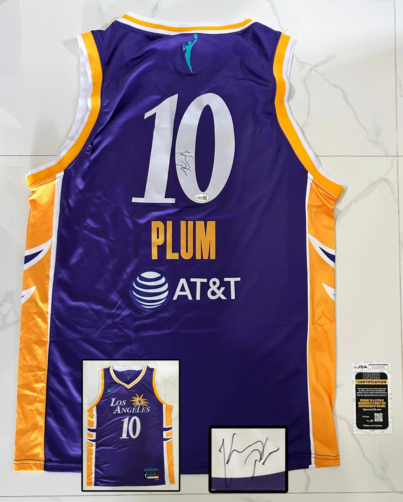 Kelsey Plum Signed Jersey Los Angeles Sparks JSA COA