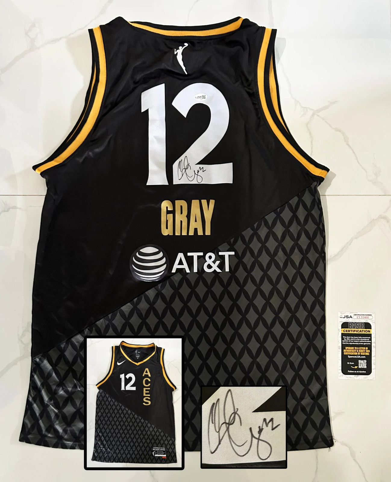 Chelsea Gray Signed Jersey Las Vegas Aces JSA 1 COA