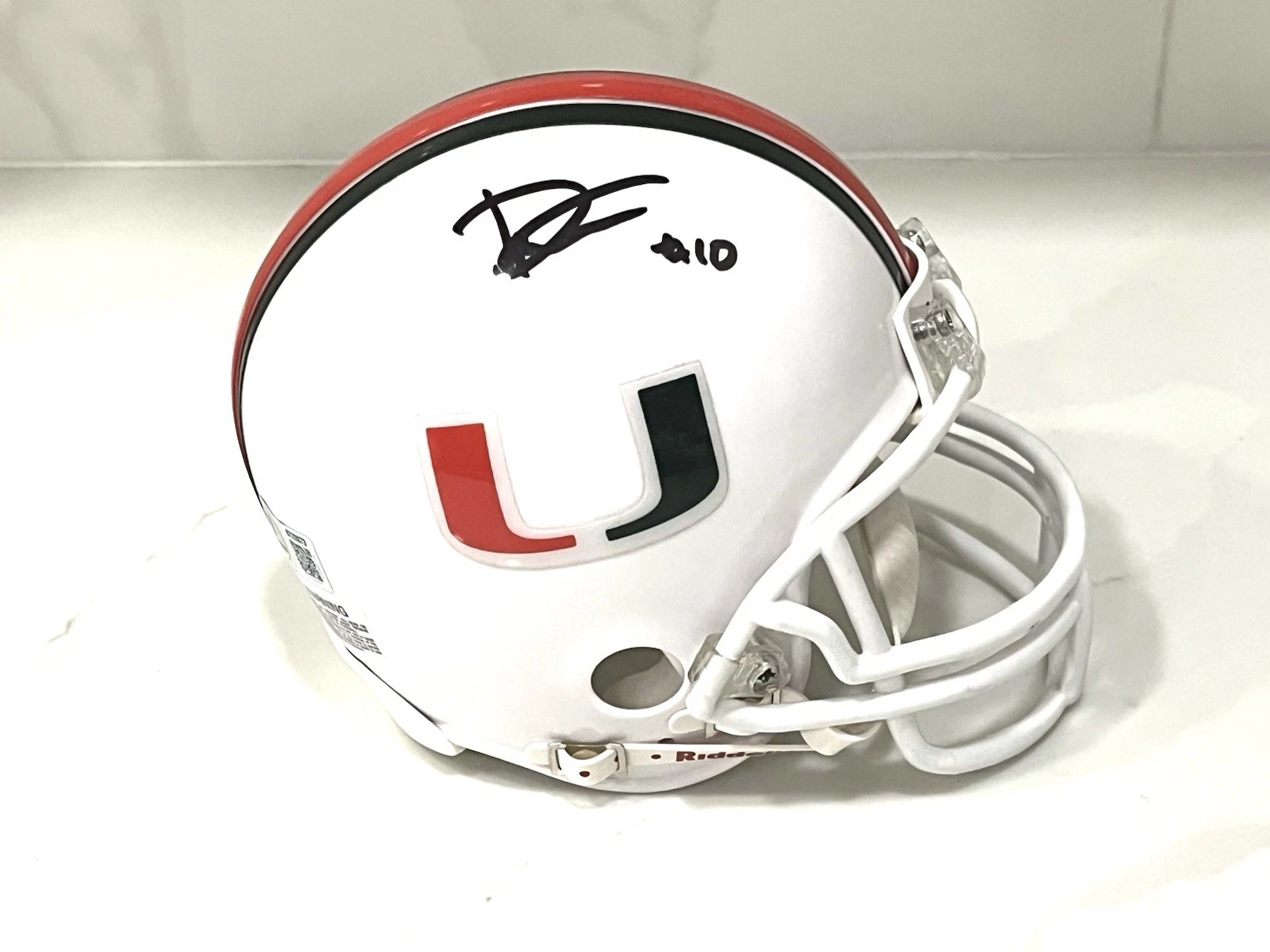 Darian Mensah Hand Signed Miami Hurricanes Mini Helmet Beckett Cert