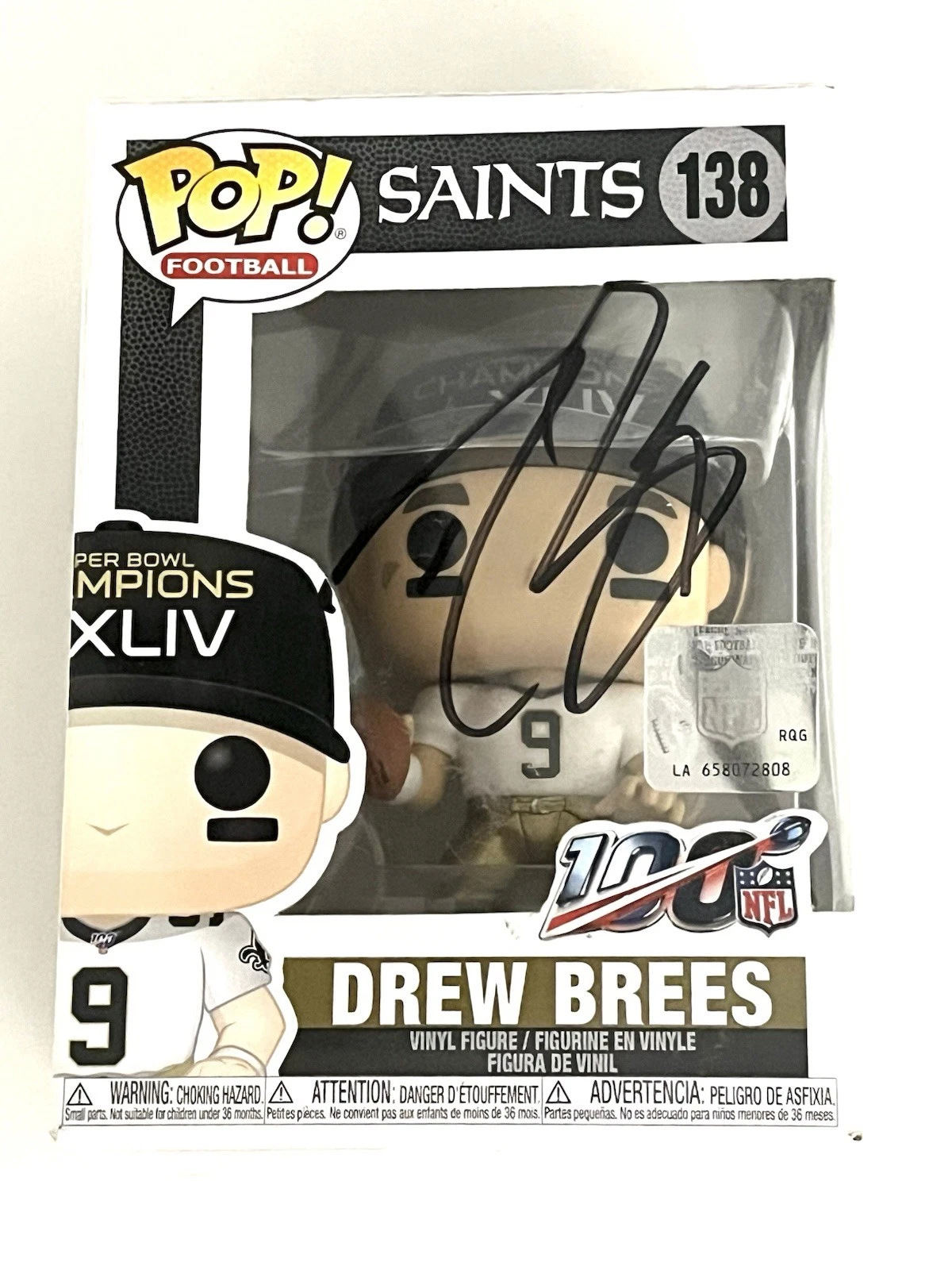 Drew Brees Hand Signed NFL Super Bowl Funko Pop Saints #138 Beckett Cert