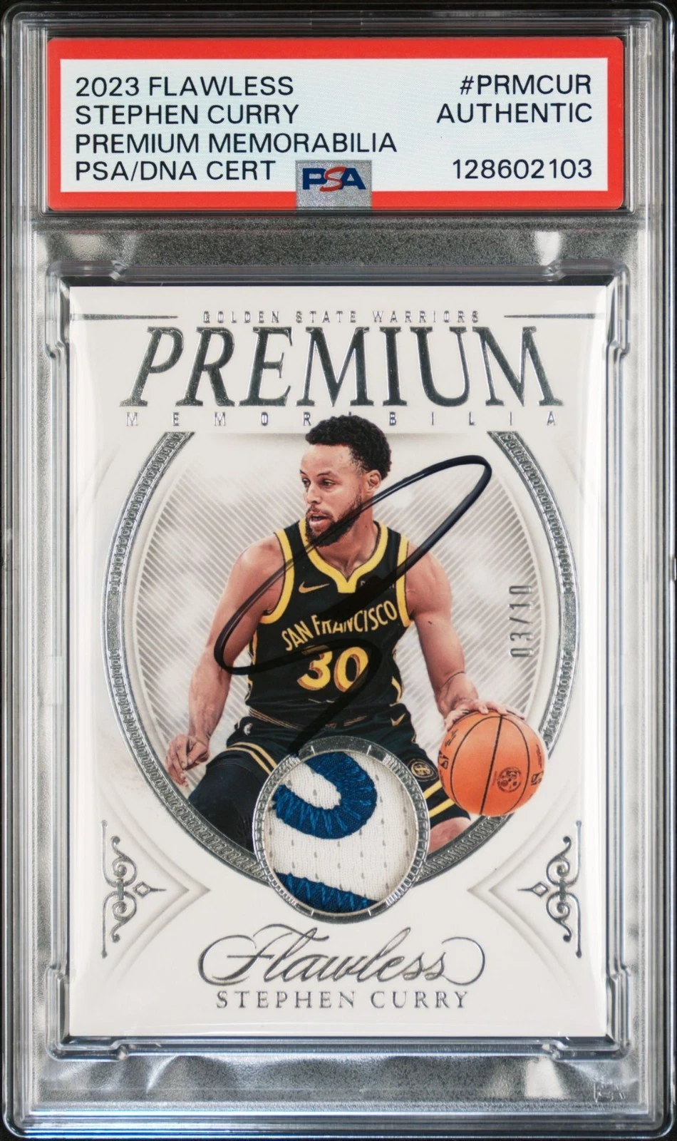 STEPHEN CURRY SIGNED 2023 PANINI FLAWLESS PREMIUM MEMORABILIA AUTO PSA/DNA !