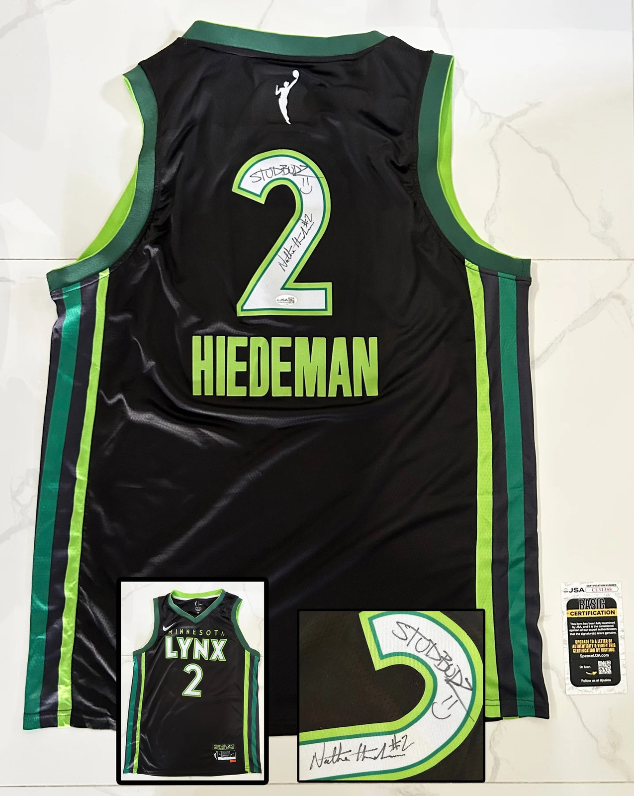 Natisha Hiedeman Signed Jersey Minnesota Lynx Studbudz JSA COA