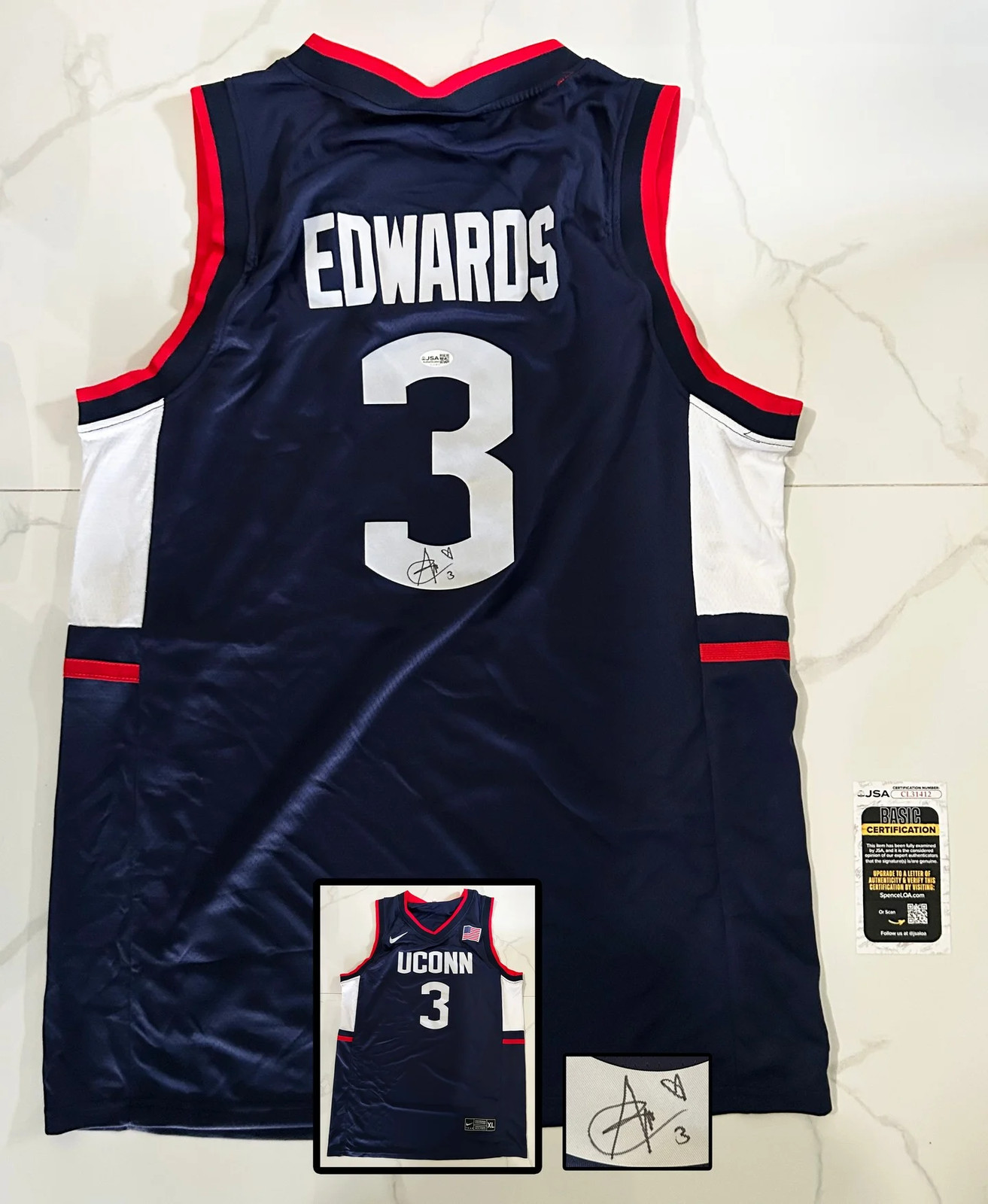 Aaliyah Edwards Signed Jersey UConn Huskies JSA COA