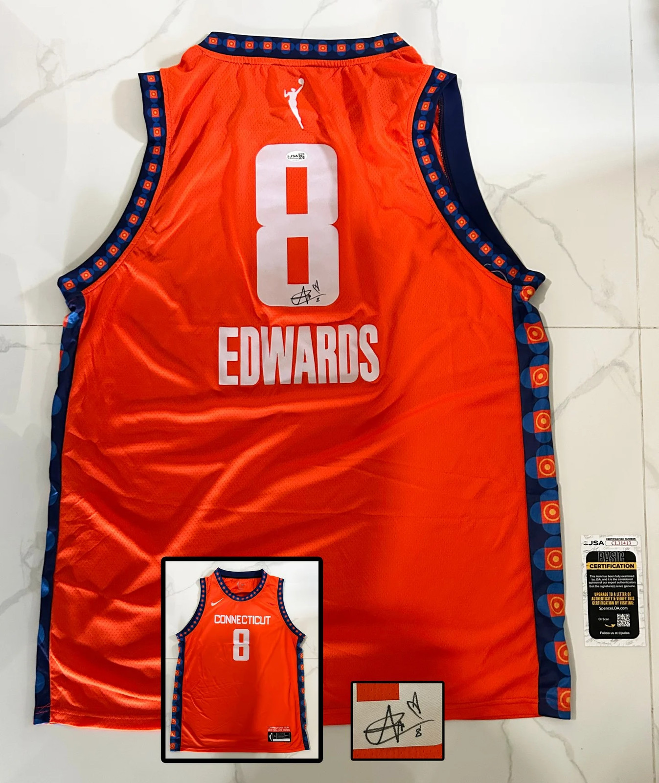 Aaliyah Edwards Signed Jersey Connecticut Sun JSA COA