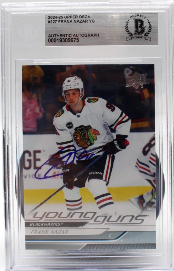 Frank Nazar Signed 2024-25 Upper Deck #227 Young Guns Beckett Slabbed YG RC