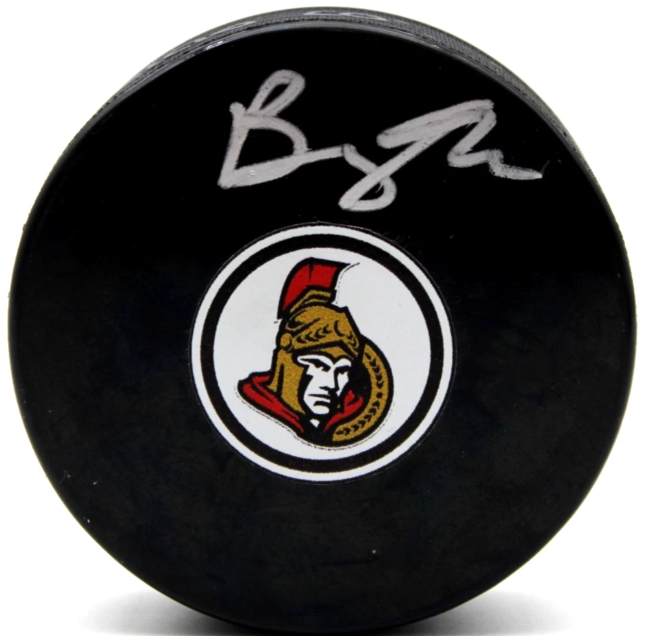 Brady Tkachuk Signed Ottawa Senators Hockey Logo Puck w/Beckett COA BW54128