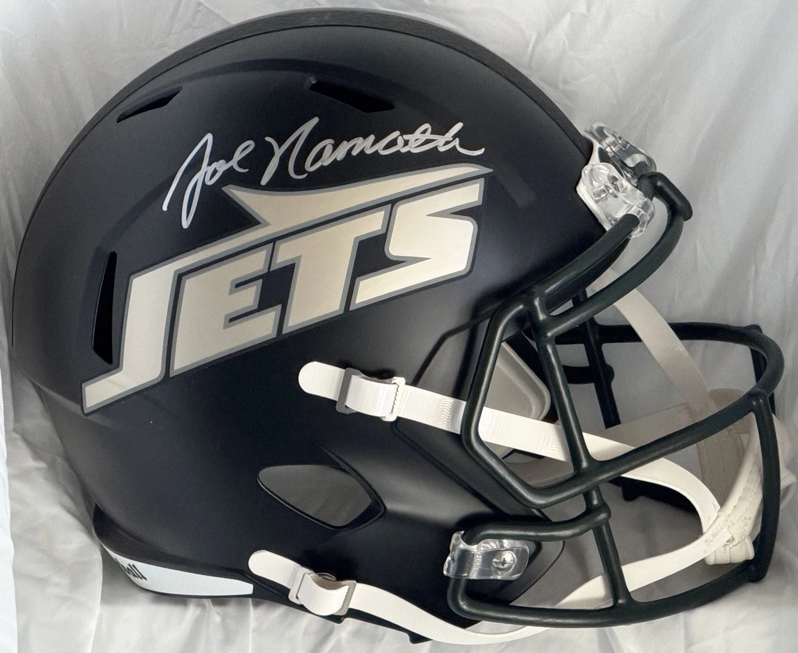 Joe Namath Signed Replica Jets Gotham City Football Speed Full Size Helmet PSA